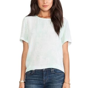 EQUIPMENT FEMME Bleached Crocodile Riley Ice Green Tee White T-Shirt sz M